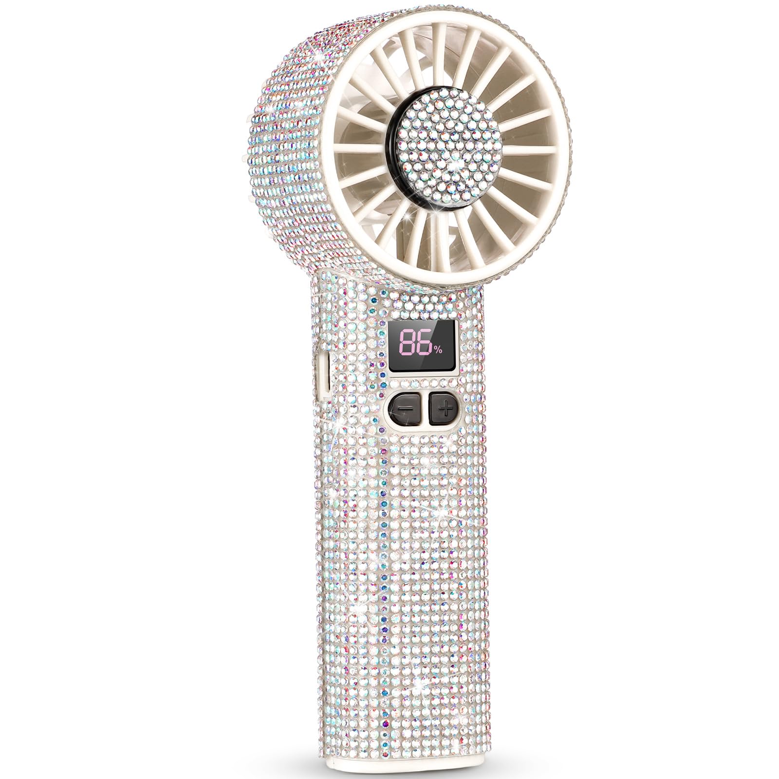 Petit ventilateur de table strass cadeau pour fille et femme blanc Mudder