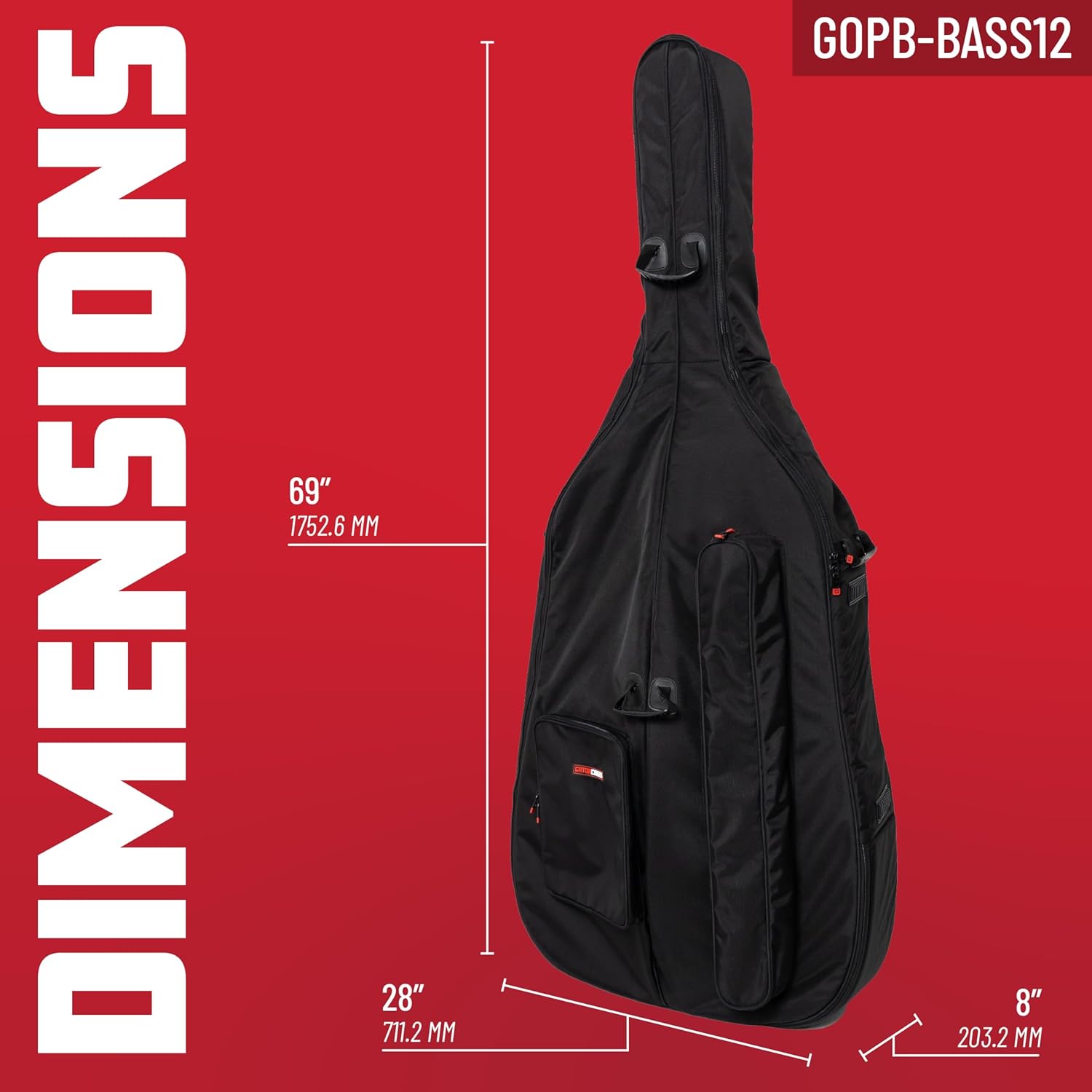 Gator Cases Allegro Series Pro Band and Orchestra Travel Bag for 1/2 Dbl Bass, (GOPB-BASS12)