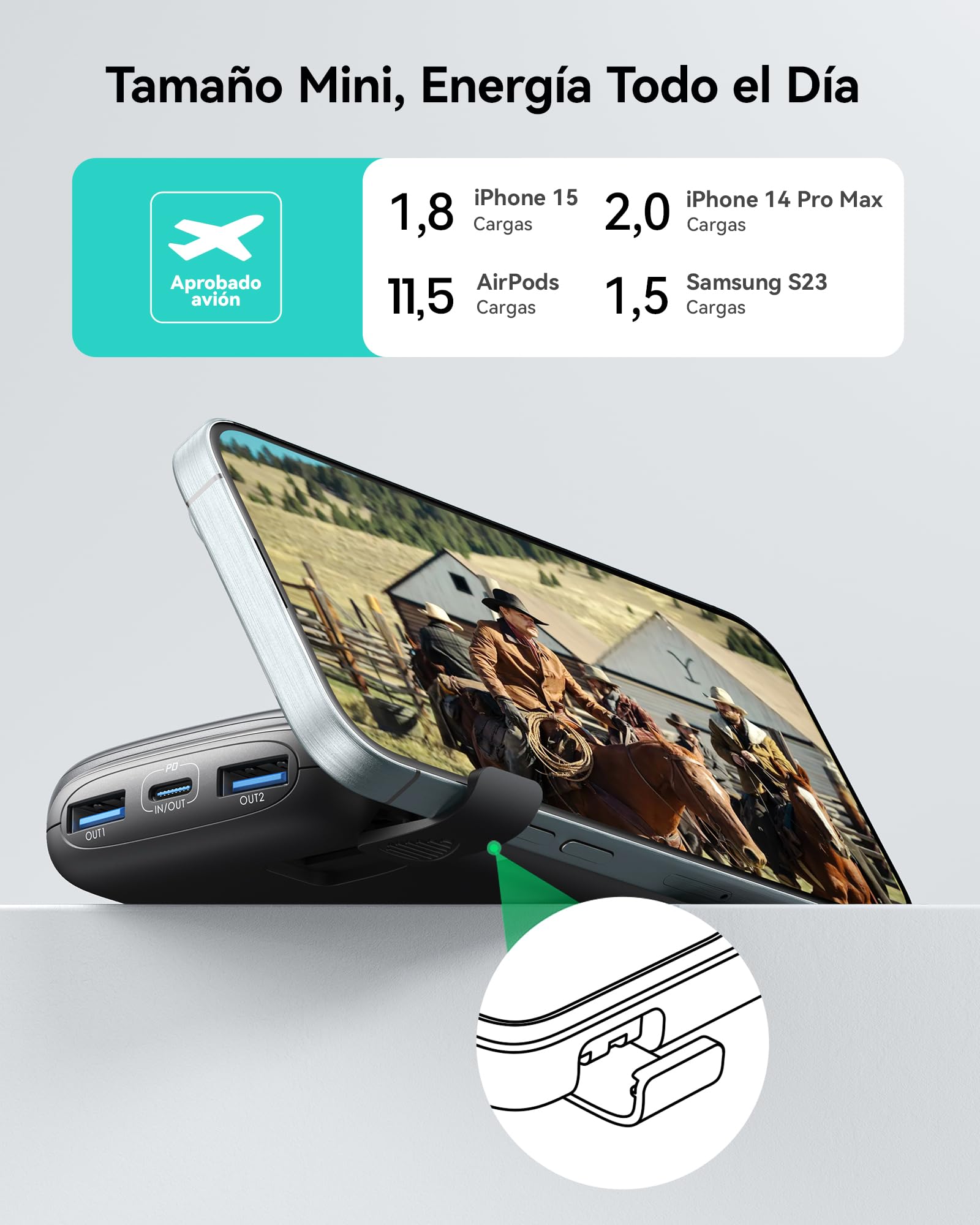 INIU Power Bank, Mini 10000mAh 22.5W Bateria Externa Carga Rapida, USB C PD3.0 QC4.0 Cargador Portatil, Powerbank con Soporte para iPhone 17 16 15 14 13 12 Pro Samsung S22 S21 Xiaomi Huawei iPad