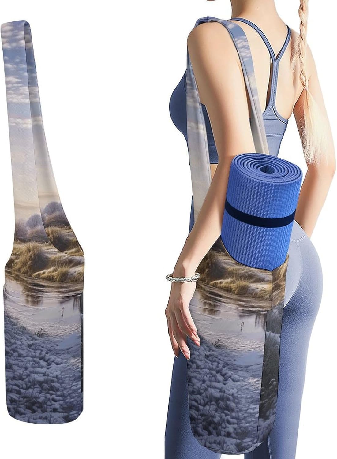Landscape with A Traditional Windmill Yoga Mat Bag Yoga Backpack Multi Pocket Exercise Yoga Mat Carrier Multi-Functional Storage Bag for Pilates Beach Travel And Everyday Use