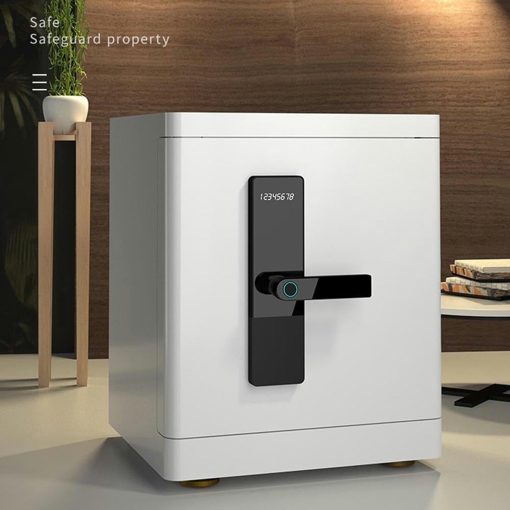 cajas fuertes Caja de seguridad electrónica de acero for el hogar con reconocimiento de huellas dactilares y pantalla LCD con combinación de contraseña oculta