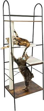 PetFusion VersiCLimb Cat Climber | Multi-Purpose Pet Furniture w/Tall Scratching Post & Hammock | Multi-Level Cat Scratcher Great for Pet Storage or Displaying Pictures & Books