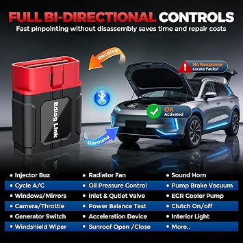KINGBOLEN Ediag Link OBD2 Scanner Bluetooth,All System Bidirectional Scan Tool for iOS & Android,10+ Hot Reset Functions, Code Reader for Cars and Trucks,CANFD Protocol,FCA AutoAuth,1 Year Free Update