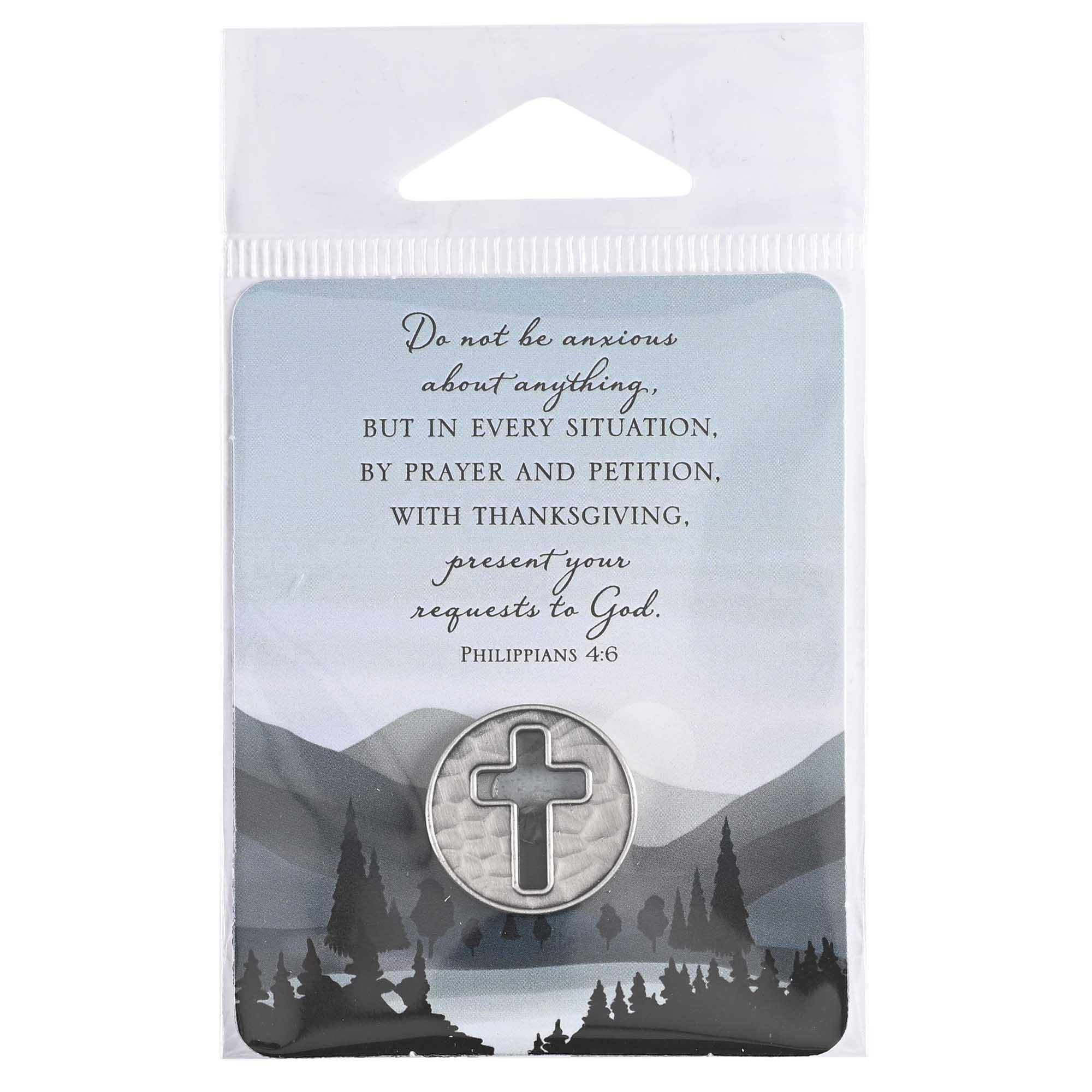 Dicksons Pocket Coin Cross, Do Not Be Anxious, Silver 1.3 x 1.8 Inch Zinc Alloy Collectible Figurine