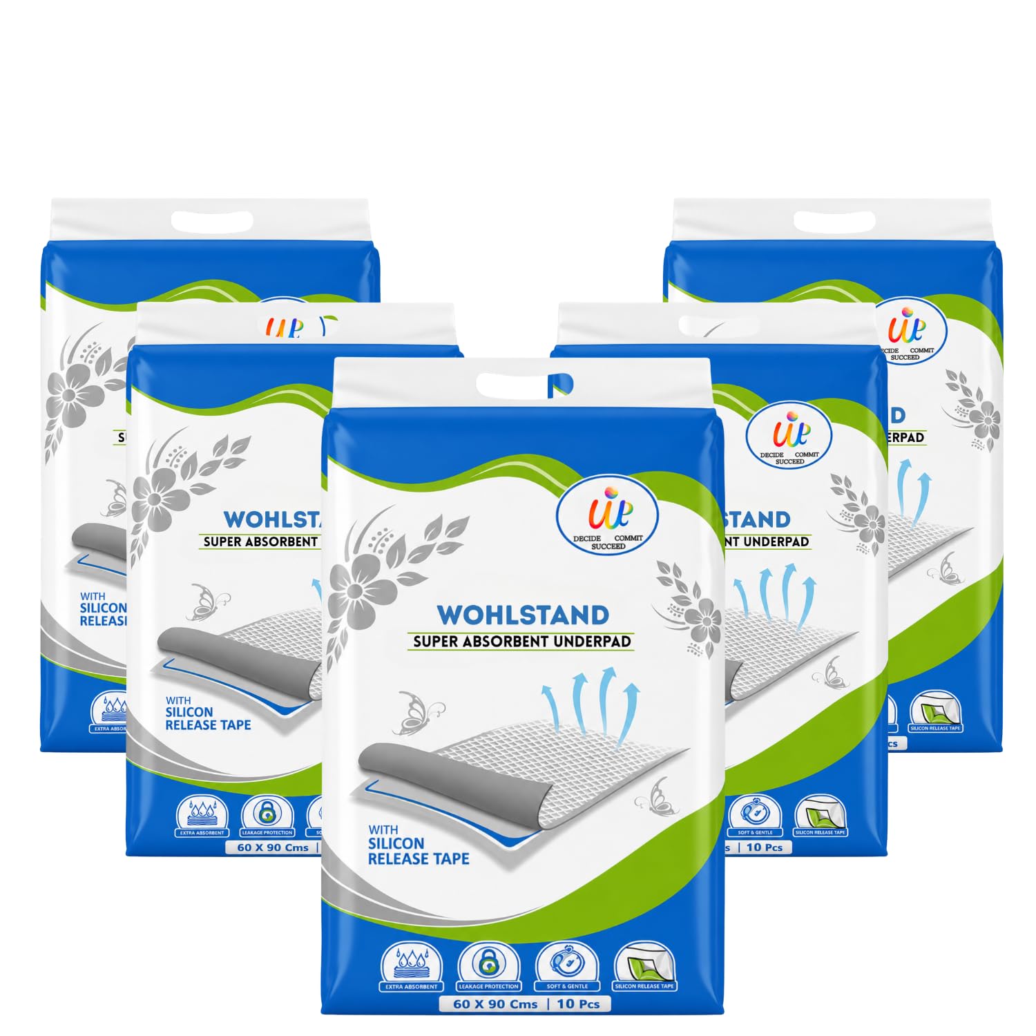 WOHLSTAND Disposable Underpads for Adults, Large 60x90 cm | Highly Absorbent, Super Soft | Anti-Bacterial & Leak-Proof | Quick Dry Single Use Pads for Elderly, Baby & Patient Care 10pcs - Pack of 2-image-45