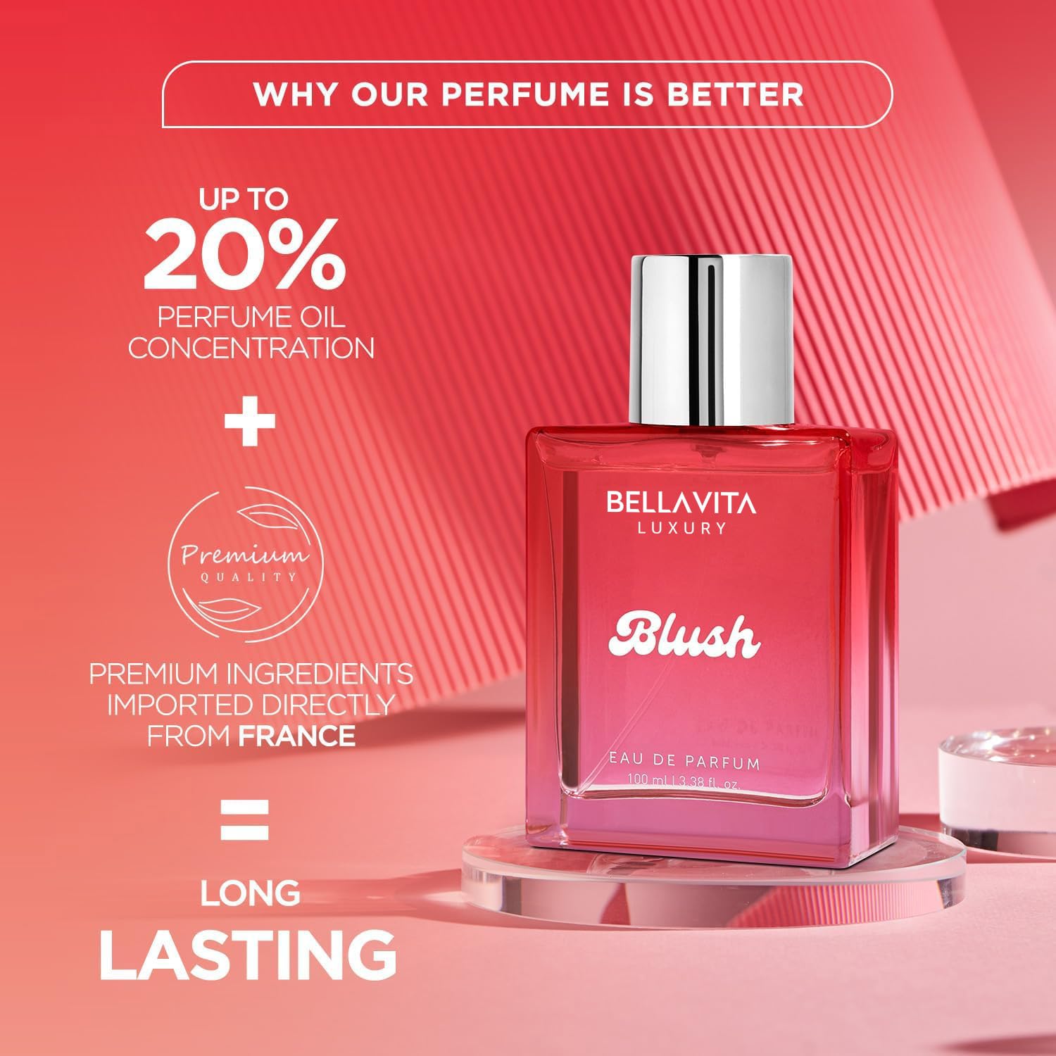 BELLAVITA Luxury Blush Perfume for Women 100ml | Notes of Red Fruits, Moss, Vanilla and Sandalwood | Long Lasting Perfume for Woman | Premium BlushMusky, Fruity and Woody Fragrance for Women - Image 5