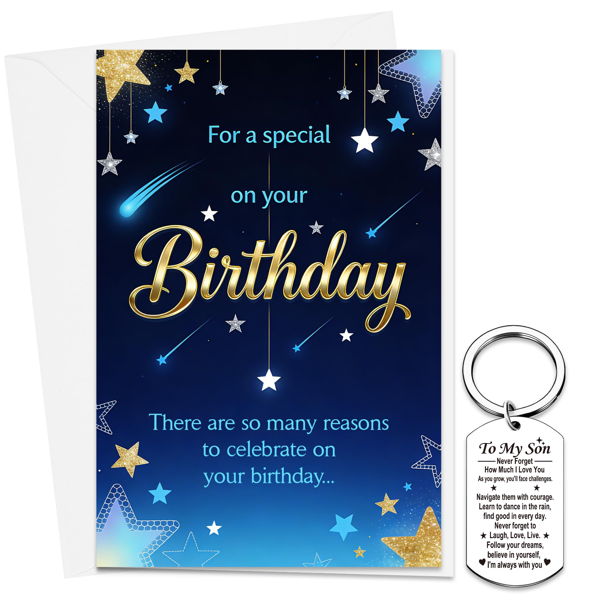 Son Birthday Card with Keyring Gift from Mum Dad