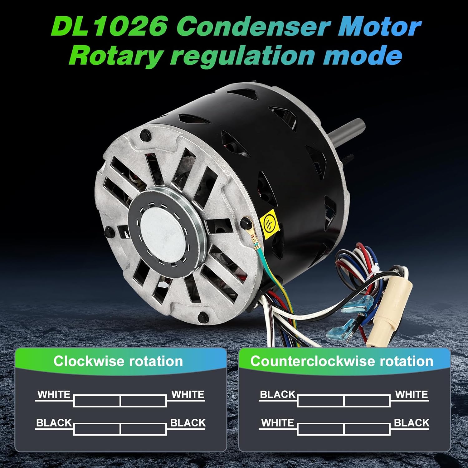 DL1026 Sleeve Bearing Direct Drive Blower Motor 1/4 HP, 1075 RPM, 3 Speed, 115 Volts 4 Amps, 48 Frame, CW/CCW, Direct Drive Fan/Blower for HVAC/R 1*Capacitors