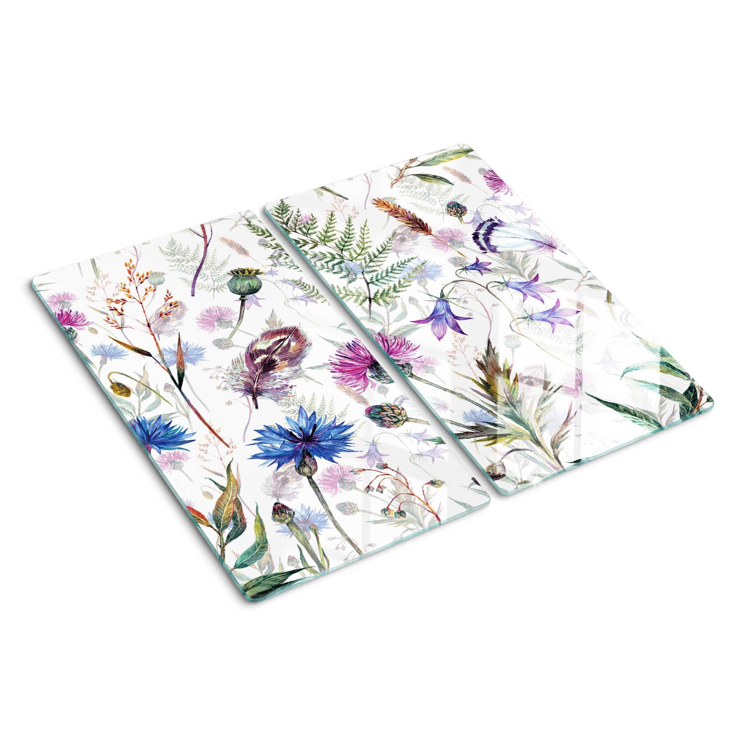 Planche en verre trempé premium bords polis au design floral symétrique moderne