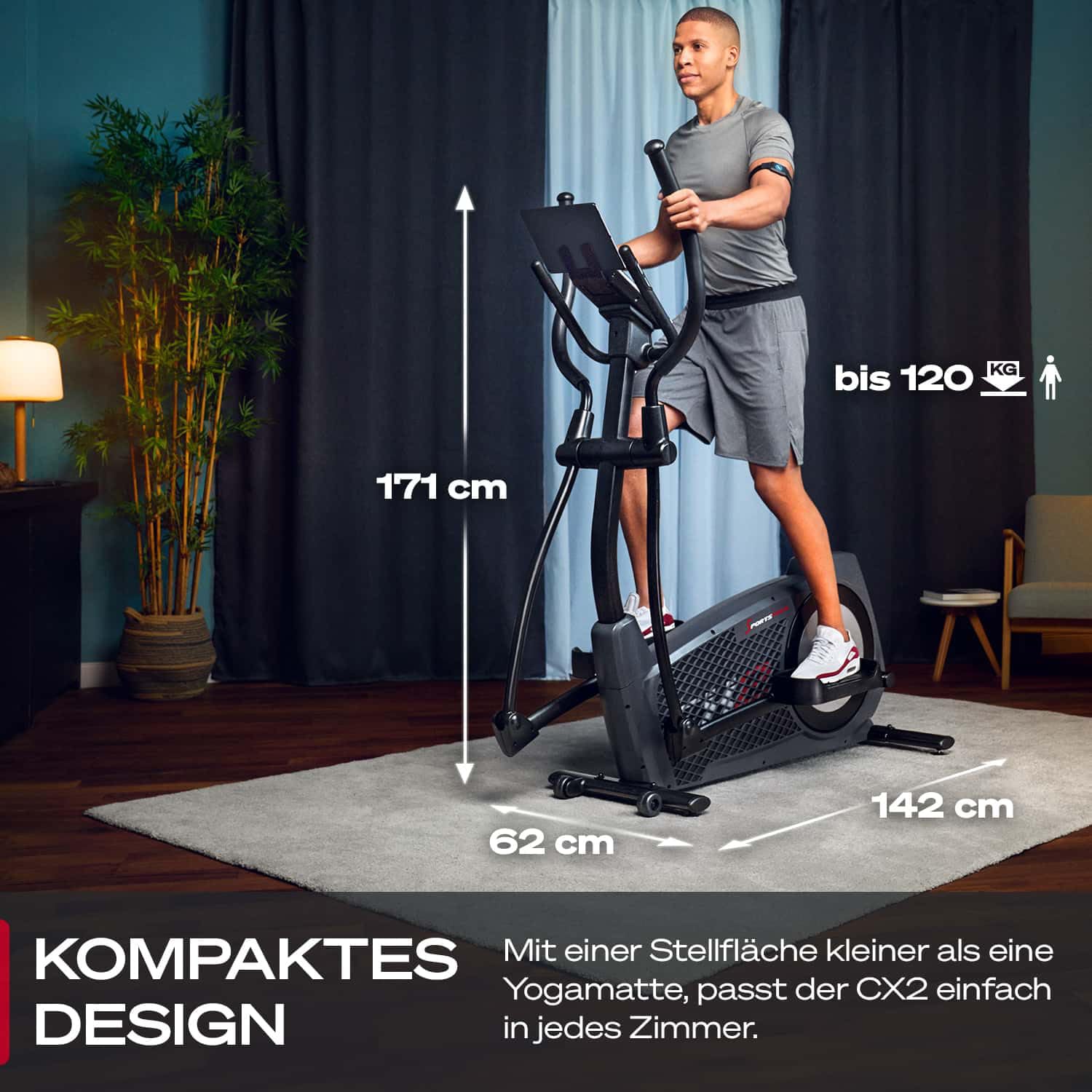 Sportstech CX2 Crosstrainer mit Stromgenerator Interaktive Video-Events Multiplayer-App