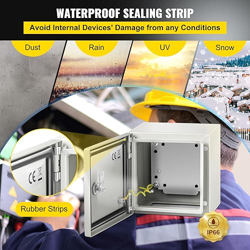 Vista 4 de VEVOR NEMA Caja de acero NEMA, 8 x 8 x 6 pulgadas NEMA 4X Caja eléctrica de acero, IP66 impermeable y a prueba de polvo, caja de conexiones