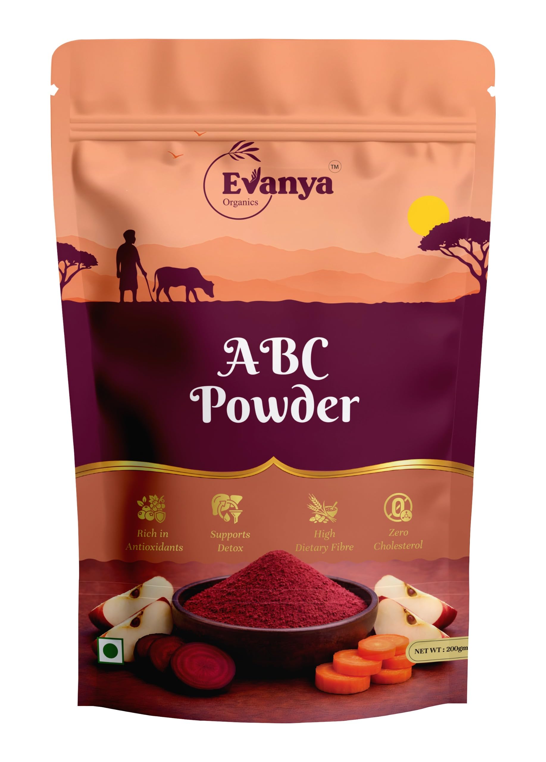 Evanya Organics ABC Powder - 200g || Apple-Beetroot-Carrot Blend || Simple Nutrition for Real Routines-image-24