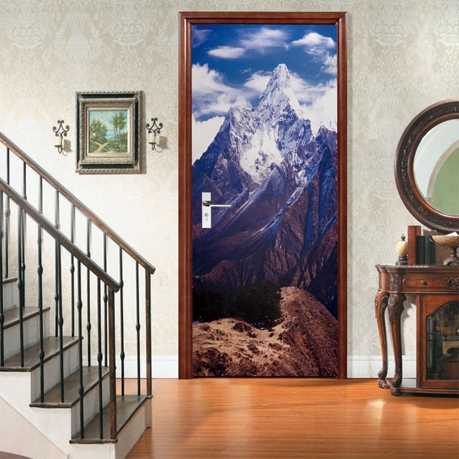 3D Door Stickers for Interior Doors Snow Mountain Door Decals Mountain Door Mural Self Adhesive Door Wallpaper Wall Murals for Bedrooms Living Room Home Decor 95x215 cm a7195