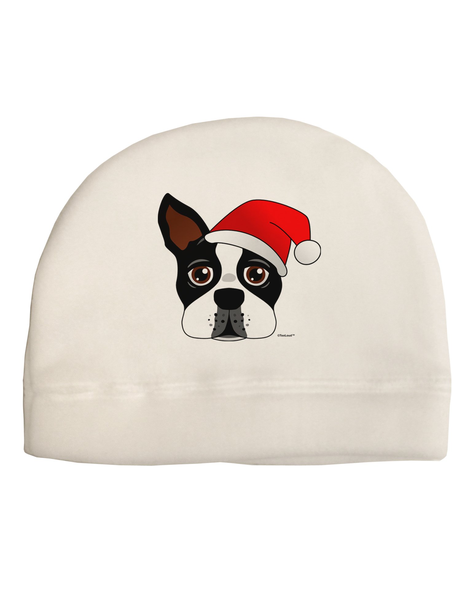 TOOLOUD Cute Dog with Santa Hat - Christmas Child Fleece Beanie Cap Hat White