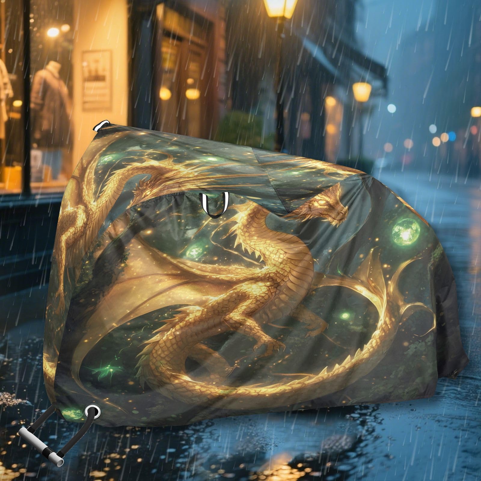 Pokrowiec na rower, wodoodporny, outdoorowy, rowerowy, motorower, wytrzymały, wiatroszczelny, ochrona przed słońcem, do roweru górskiego, szosowego, Golden Dream Dragon