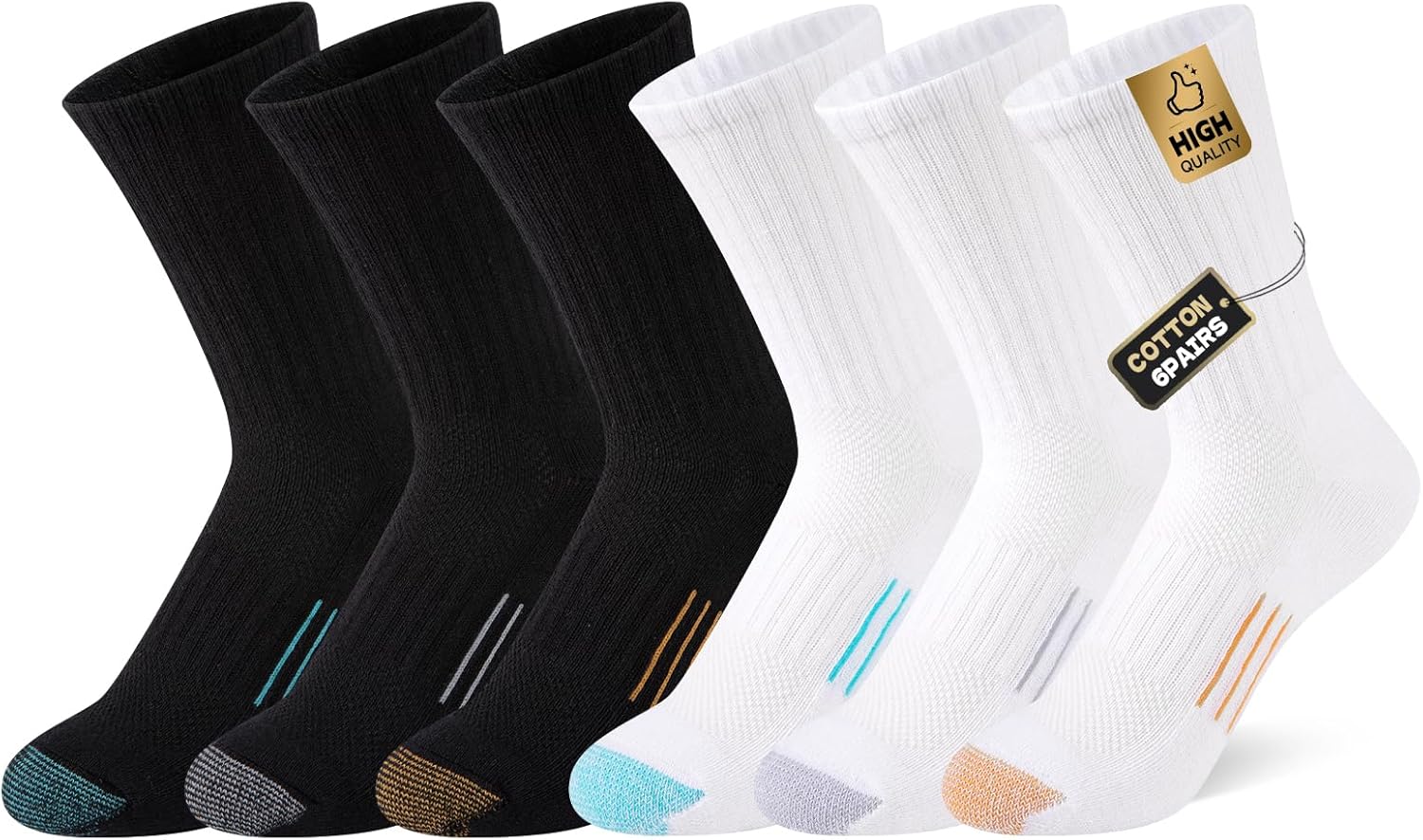 Comfoex Boys Socks 6 Pairs Crew Athletic Cushioned Mesh Cotton Sports Socks For Little Big Kids 4-6 6-8 8-10 Years Old