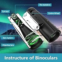 Vista 4 de 12x42 HD Binoculars, Large View Binoculars with Clear Low Light Vision - Waterproof Binoculars for Bird Watching Hunting Travel
