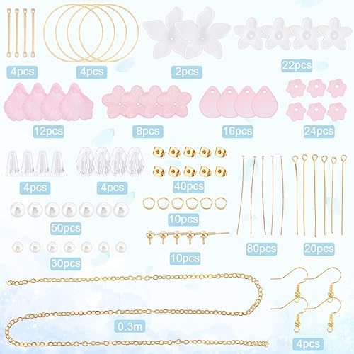 Miniatura 86 de SUNNYCLUE 1 caja de 10 pares de dijes acrílicos de flores florales 3D, kit de fabricación de aretes de lirio de cala para hacer joyas, iniciadores