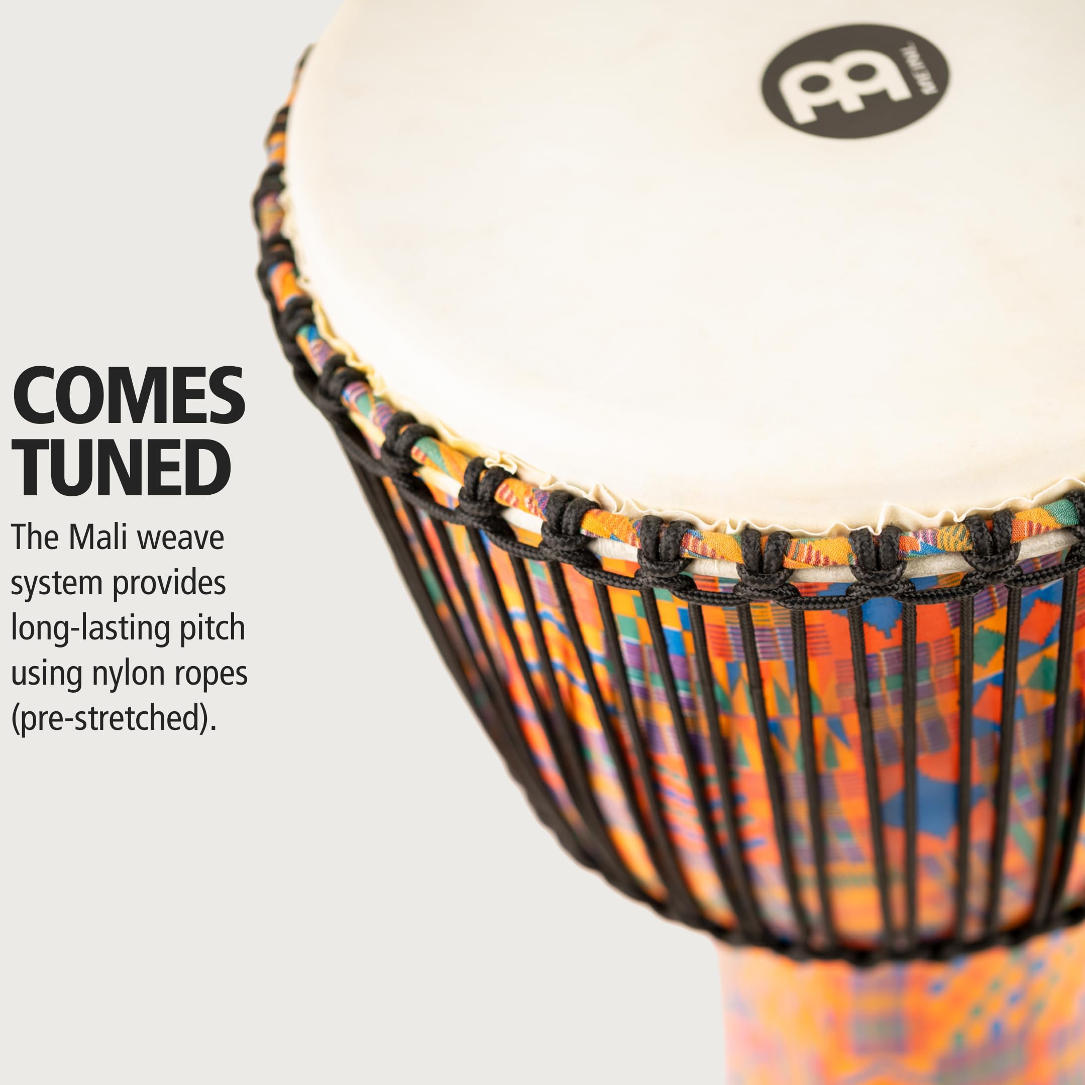 Meinl Percussion Rope Travel Djembe - Sehr große Handtrommel - Mit Ziegenfell - Durchmesser 14 Zoll - Kunststoff, Mehrfarbig (PADJ2-XL-G)