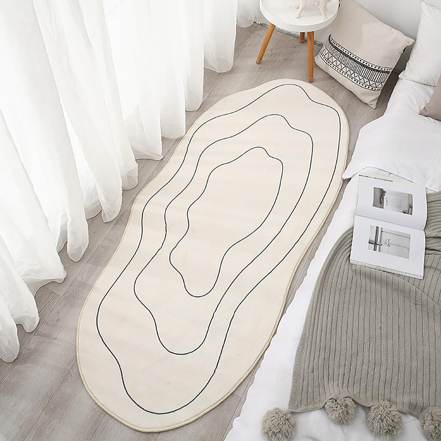 Runner Rug for Bedroom, Irregular Shape Rug, Area Rug for Living Room, Washable Rug Non-Slip Carpet for Bedroom, Kitchen, Home Runner Rugs Decor