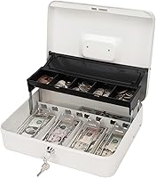 Vista 25 de Jssmst Caja de Efectivo con Bandeja de Dinero y Cerradura - Caja de Efectivo Roja con Cerradura de Llave, Caja de Dinero Segura Grande, Cajón