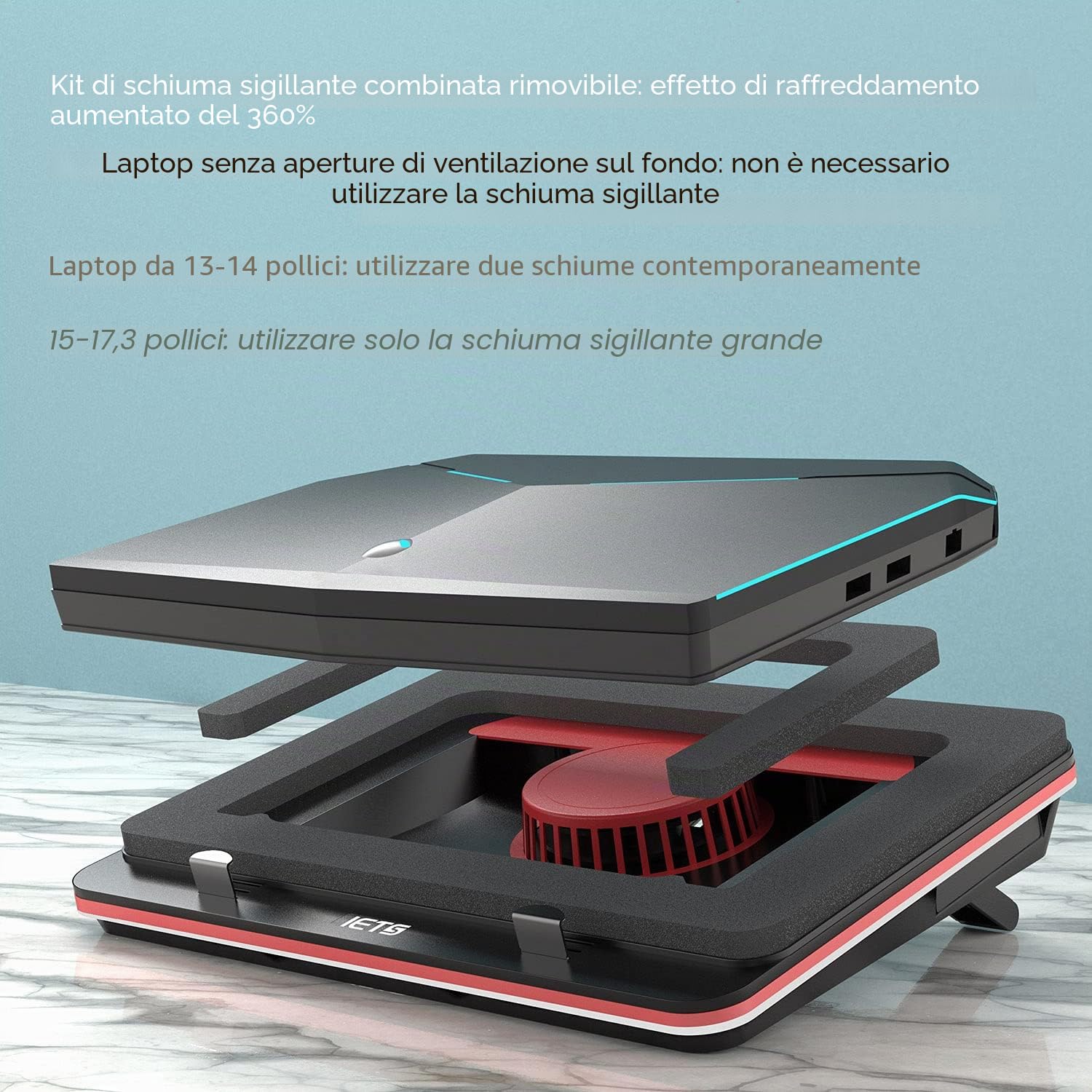 IETS GT500 Potente Ventola Turbo Pad di Raffreddamento per Laptop 5000 Giri/Min