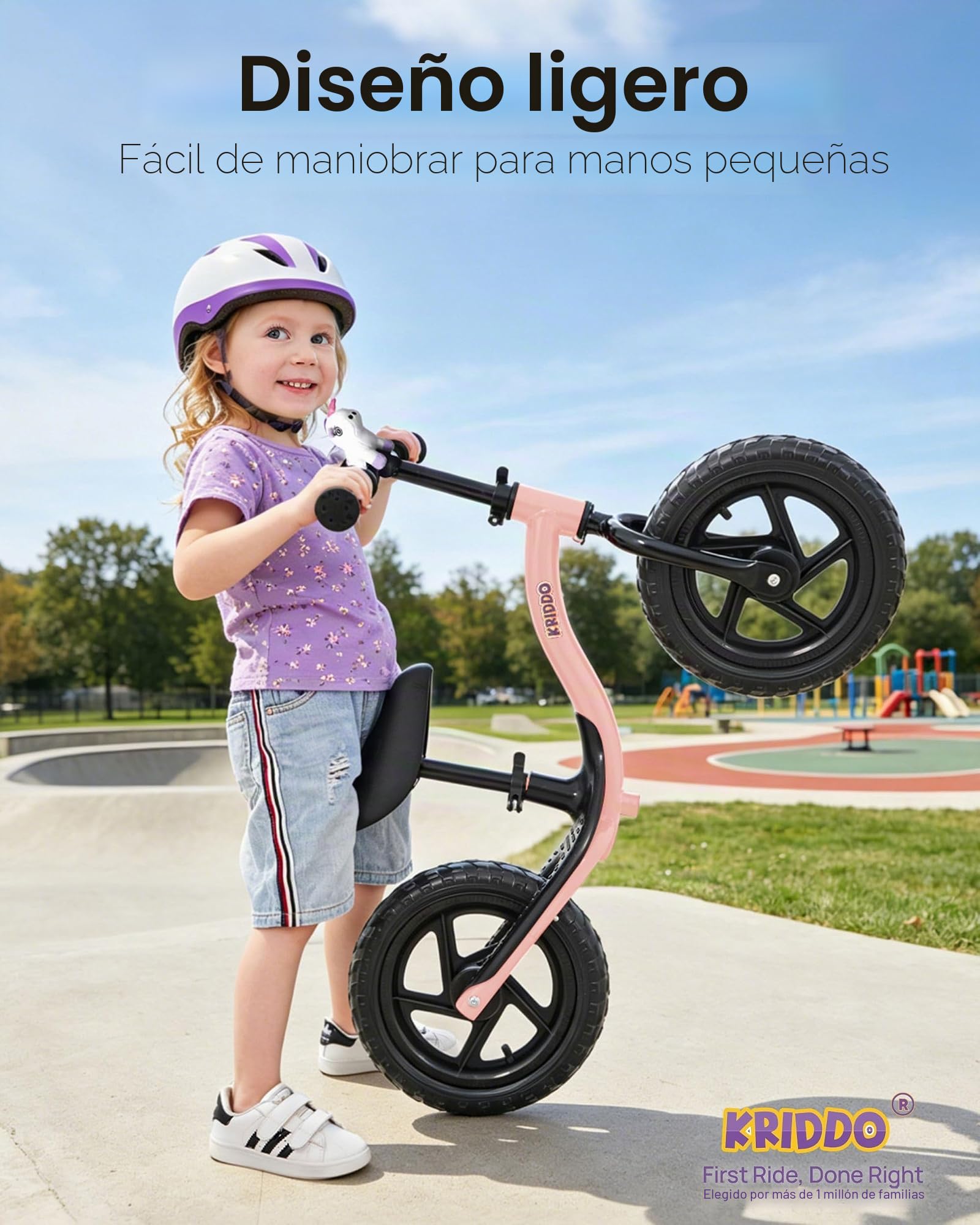 KRIDDO Bicicletas sin Pedales para Niños de 2 Años, Edades de 18 Meses a 4 Años, Bicicleta de Aprendizaje con Estabilidad y Reposapiés, Regalo para Niños de 2 a 5 Años | 2 años