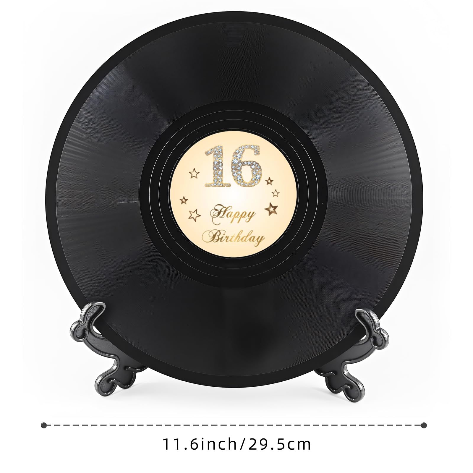 Płyta winylowa 'Sweet 16 Birthday' dekoracje 38 cm x 11,15 cm, dekoracje na 16. urodziny, przyjęcie, plakat, alternatywa dla księgi gości na 16. urodziny, świetny prezent dla dziewcząt lub chłopców