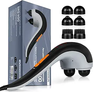 Hangsun Handheld Neck Back Massager MG400 Deep Tissue Percussion Massage for Shoulder, Leg, Foot, Muscles, Electric Double Head Full Body Massagers
