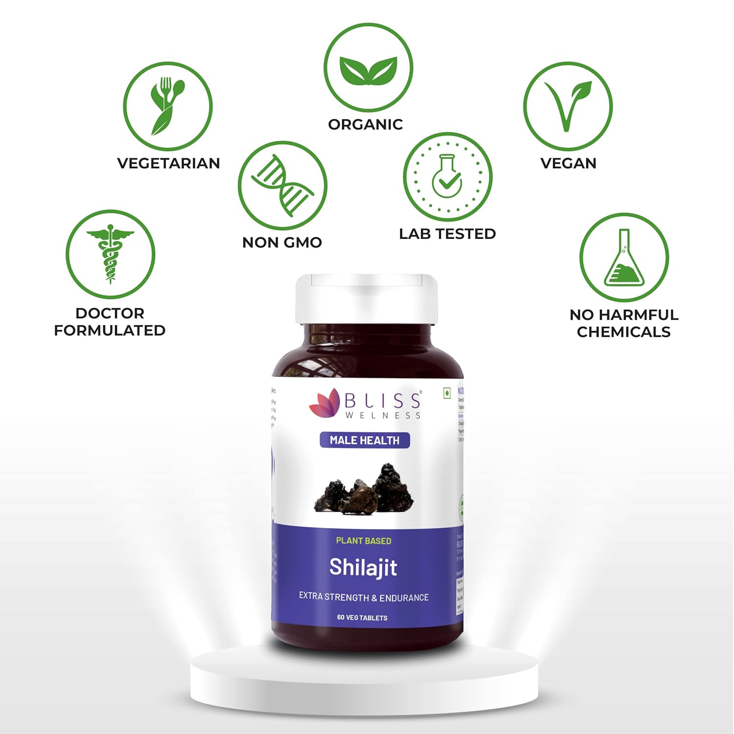 Bliss Welness Pure Himalayan Shilajit Extract | Shuddh Shilajeet 1000mg | Enhanced Stamina Power Strength Vitality Vigor & Endurance Performance Booster Ayurvedic Herbal Supplement - 60 Veg Tablets Bliss Welness Pure Himalayan Shilajit Extract | Shuddh Shilajeet 1000mg | Enhanced Stamina Power Strength Vitality Vigor & Endurance Performance Booster Ayurvedic Herbal Supplement - 60 Veg Tablets