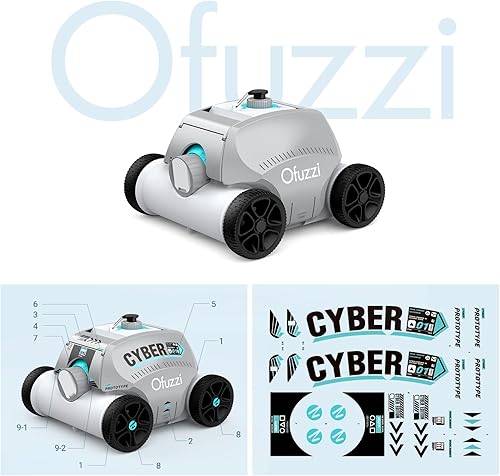 Miniatura 5 de Ofuzzi - Limpiador robótico cibernético inalámbrico para piscina, máximo 120 minutos de tiempo de funcionamiento, estacionamiento automático,