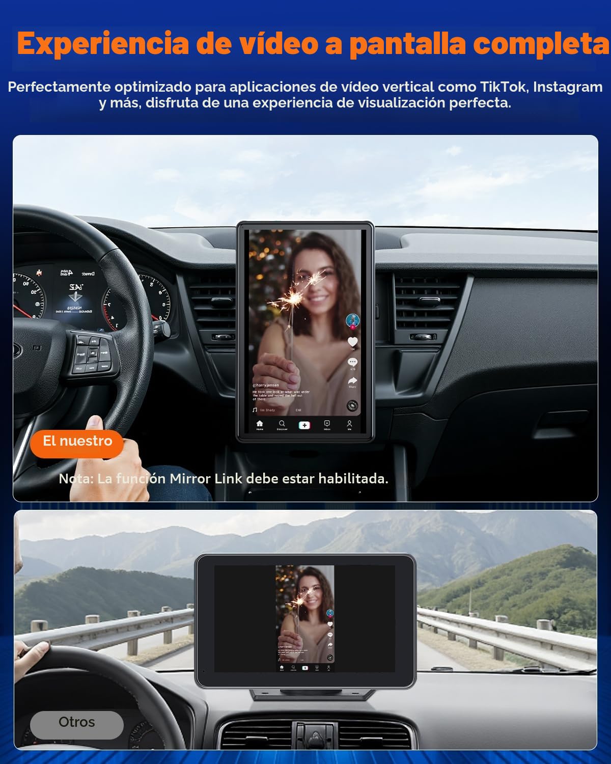 Volam 7 Pulgadas Pantalla Carplay Coche para Apple Carplay Android Auto, Car Play Portátil con Soporte Magnético,Car Play Pantalla Horizontal y Vertical,GPS-Navegación en Directo,Siri Control por Voz