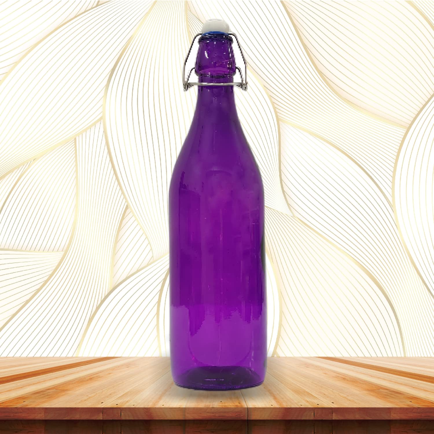 pb Papyrusbolsys Glass Water Bottles, 1ltr, Set of 1, Purple (Round)