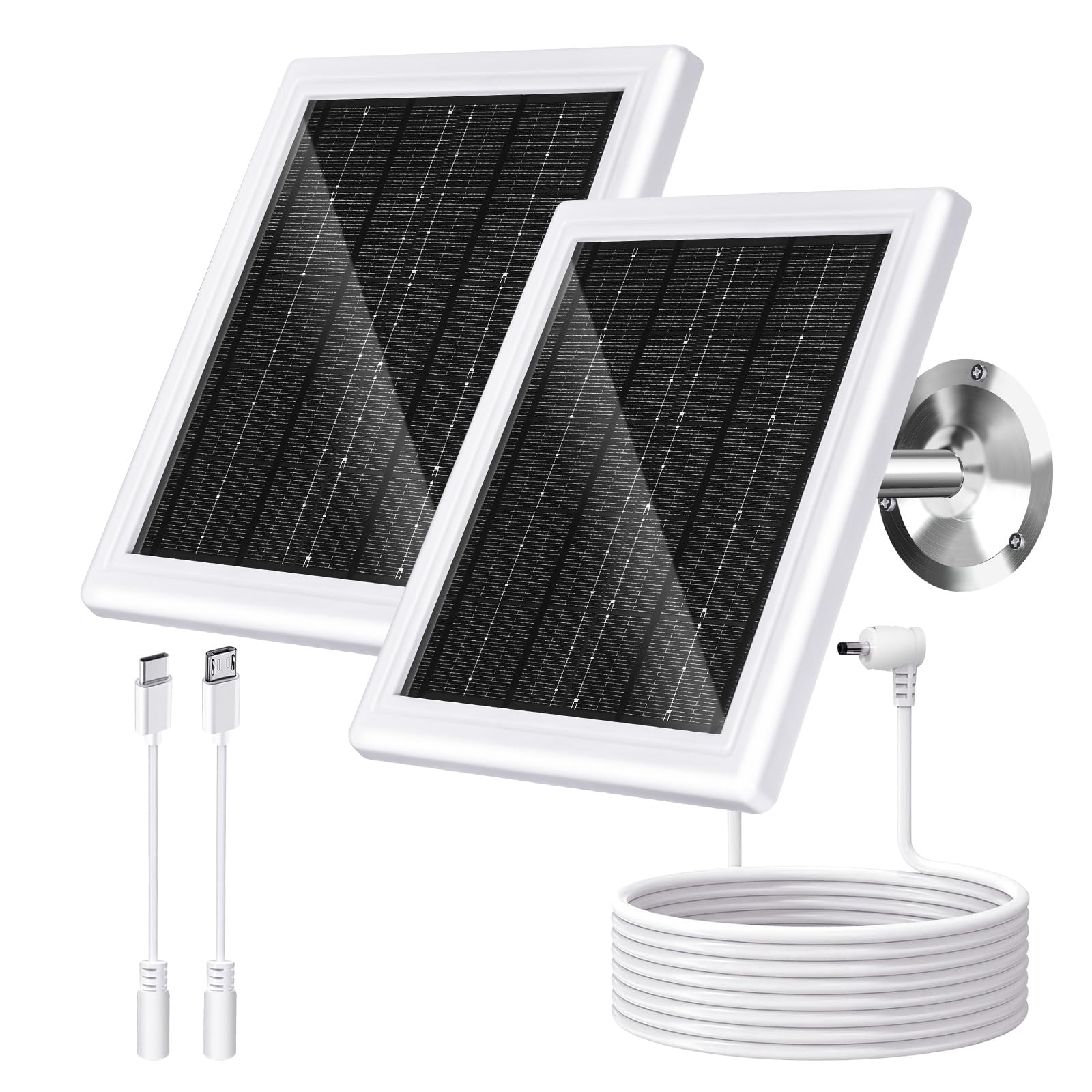 Ring Solar Panel Charger 5W Solar Panel for Security Camera Compatible for Ring Camera Waterproof Solar Panel with Type-C, Micro USB and DC Port Cable for Most Cameras