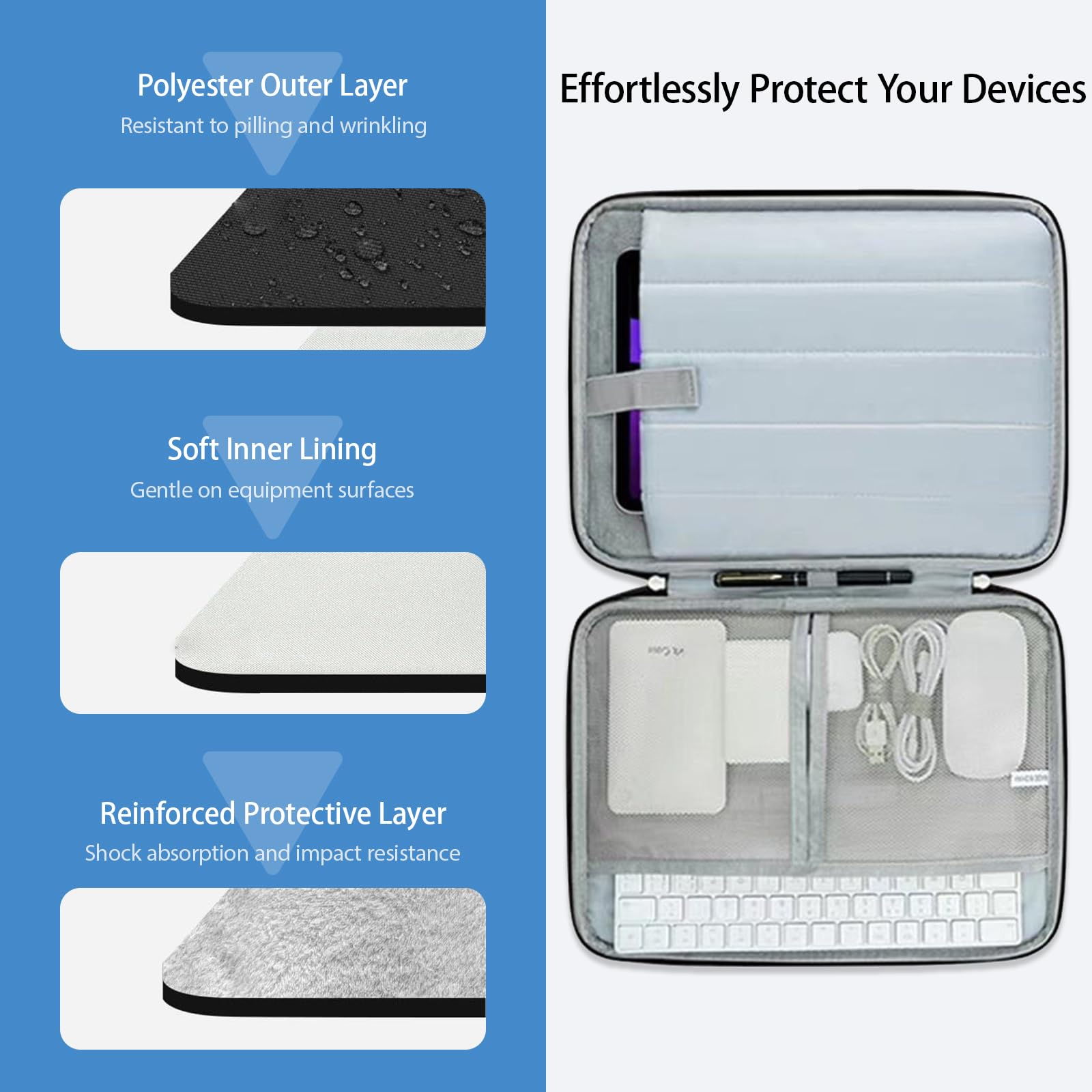 9-11" Tablet Tasche Schutzhülle für 11" iPad Air M3, i-Pad A16 2025, iPad10/9/8/7/iPad 10. Gen/Air 5/4 10,9", Slim Tablet Tasche Hülle für Galaxy Tab A9+ / A11 Plus 11", Schwarz