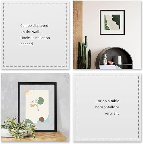 Miniatura 4 de MUYE Juego de 2 marcos flotantes de 11 x 14 pulgadas, portarretratos de doble cristal para fotos de cualquier tamaño de hasta 11 x 14, montaje en