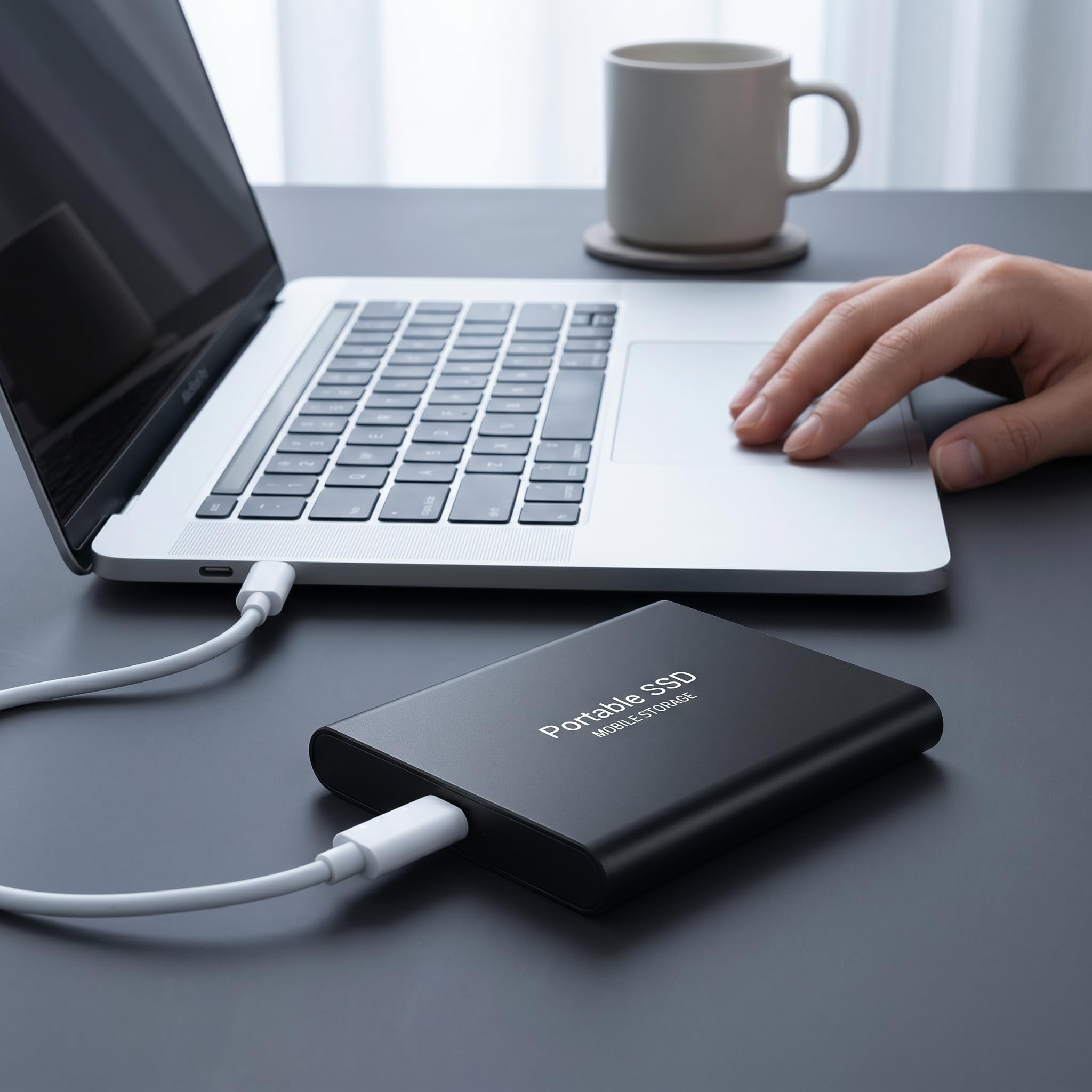64G Portable External SSD, USB 3.1 High Speed Storage Drive, for Laptop, Desktop, Gaming, File Backup, Media Storage, Black