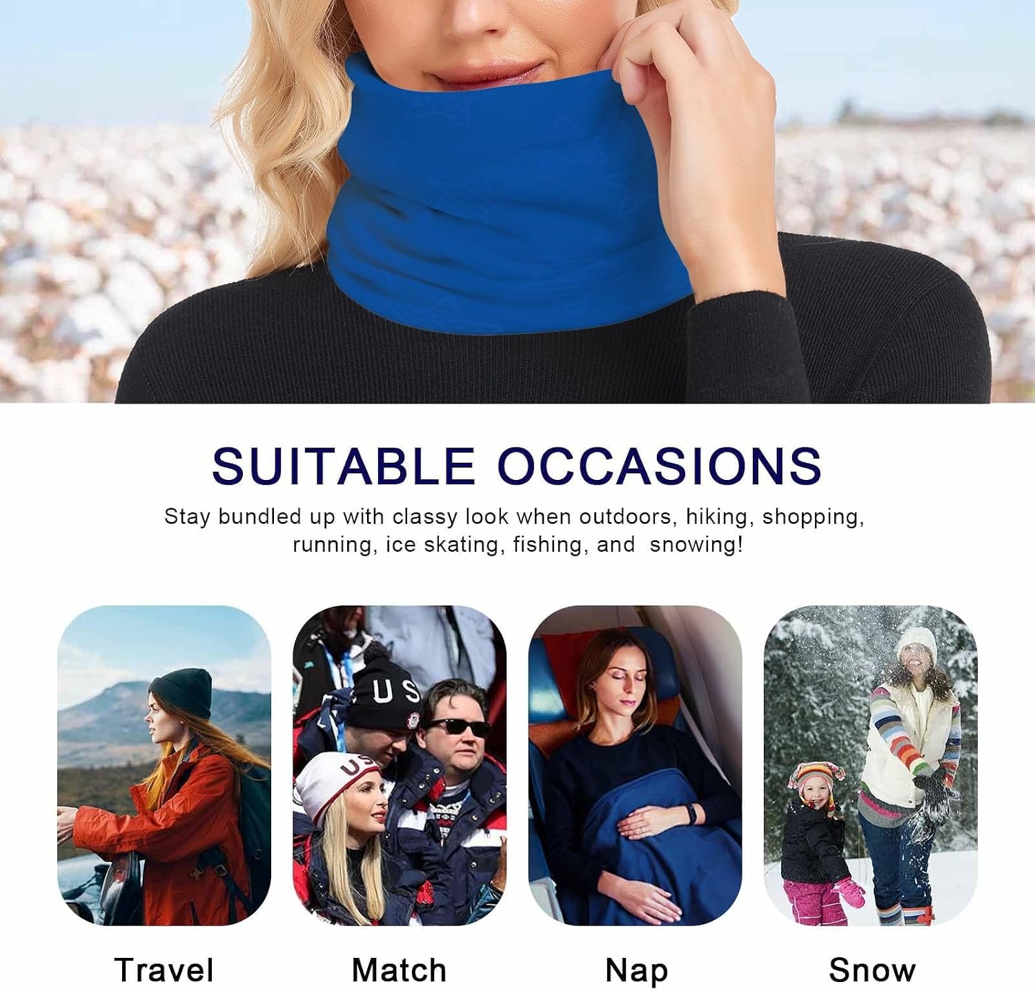 Different Stars Baby Blue Winter Neck Gaiters for Cold Weather Winter Fleece Neck Warmer Face Soft Thick for Men & Women
