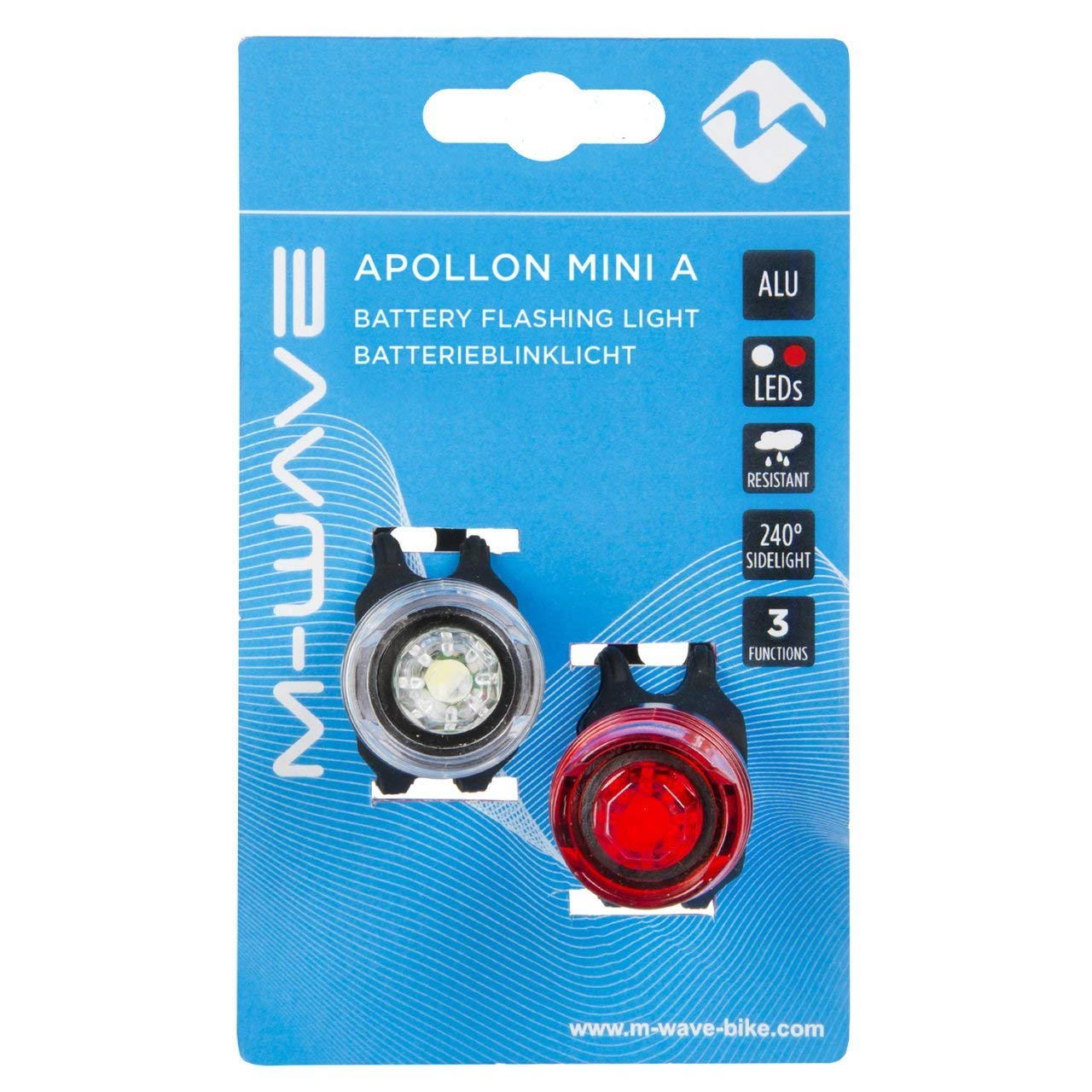 Apollo Mini A Battery Lights with Red and Clear LED's, Pair