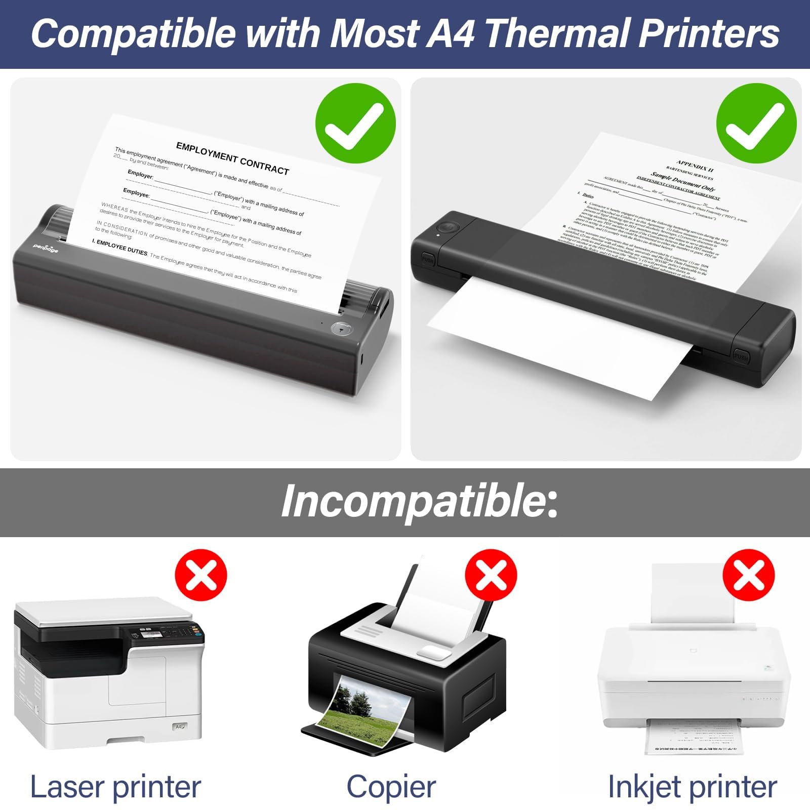 Papier Thermique A4 Pliable 200 Feuilles, Sans BPA, Séchage Rapide, Compatible Imprimantes Thermiques A4 pour Fichiers, Photos, Notes