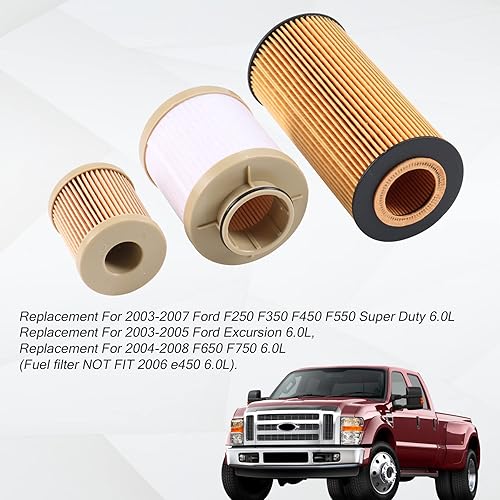 Miniatura 13 de Filtro de combustible diesel FD4616 de repuesto para Ford 6.0L F250 F350 F450 F550 Super Duty 2003-2005 Excursion 2003-2005 La carrera de potencia