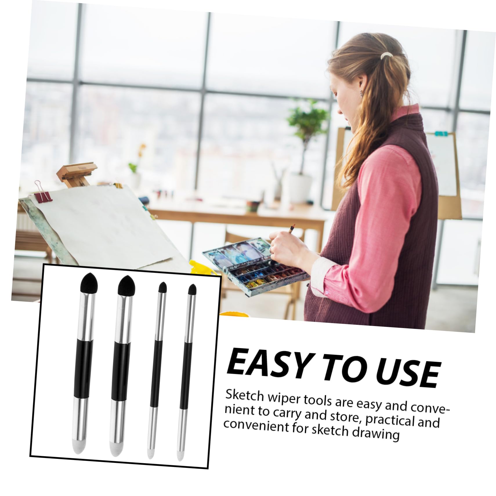 16pièces Outils De Dessin Double Tête Éponge pour Esquisse Outils De Mélange des Détails pour Artistes Pratiques Et Réutilisables