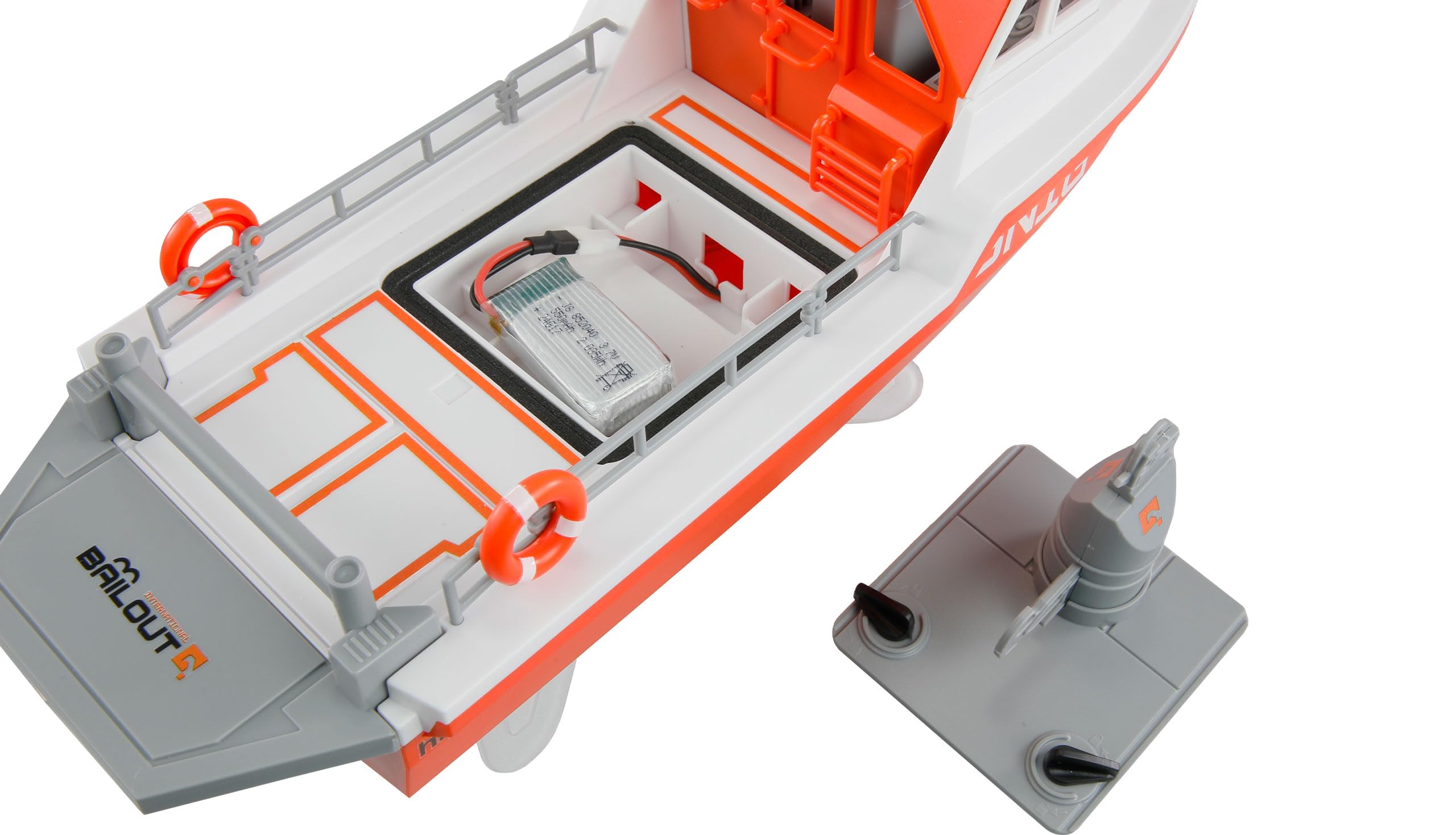 Amewi Barco Salvavidas RC sin escobillas, 320 mm, RTR Blanco/Naranja, teledirigido, niño a Partir de 8 años