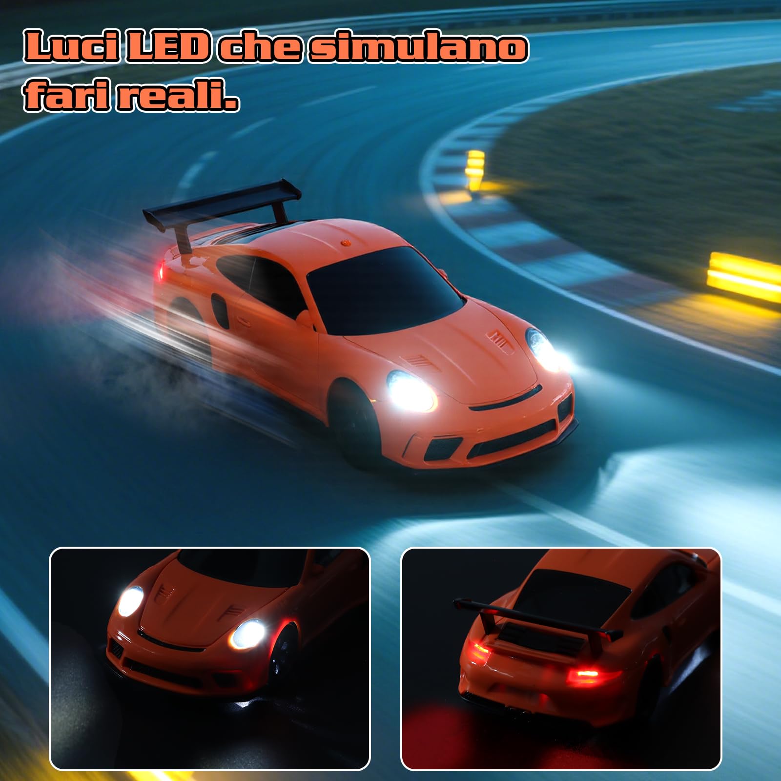 Joellfuner RC Auto Drift Pro 1:43, Macchina Telecomandata Drift, Mini Drift Car, Micro Macchina Telecomandata con Luce LED, 15km/h, Auto Giocattolo per Bambini di 14 Anni