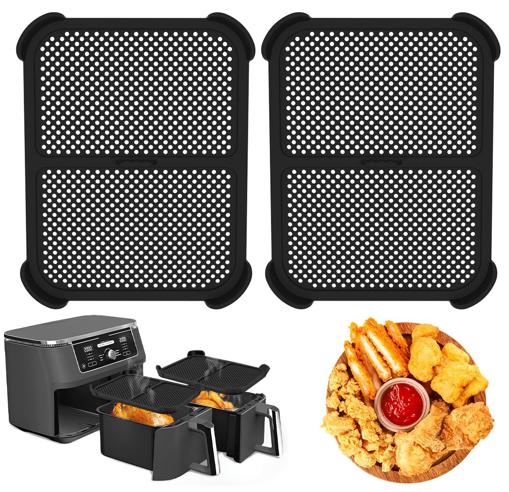 Dreaku Pack of 2 Splash Guards for Ninja AF400EU AF451 DZ401, Silicone Splash Guard for Hot Air Fryer Airfryer Accessories Effective Reusable Splash Guard Accessories Hot Air Fryer Accessories