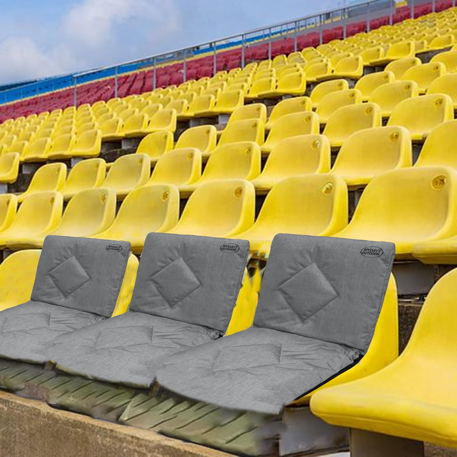 Generico Asientos de estadio – Cojín plegable con correa | Portátil para estadios – para eventos deportivos, conciertos, parques, camping, pícnic, playa al aire libre y patio
