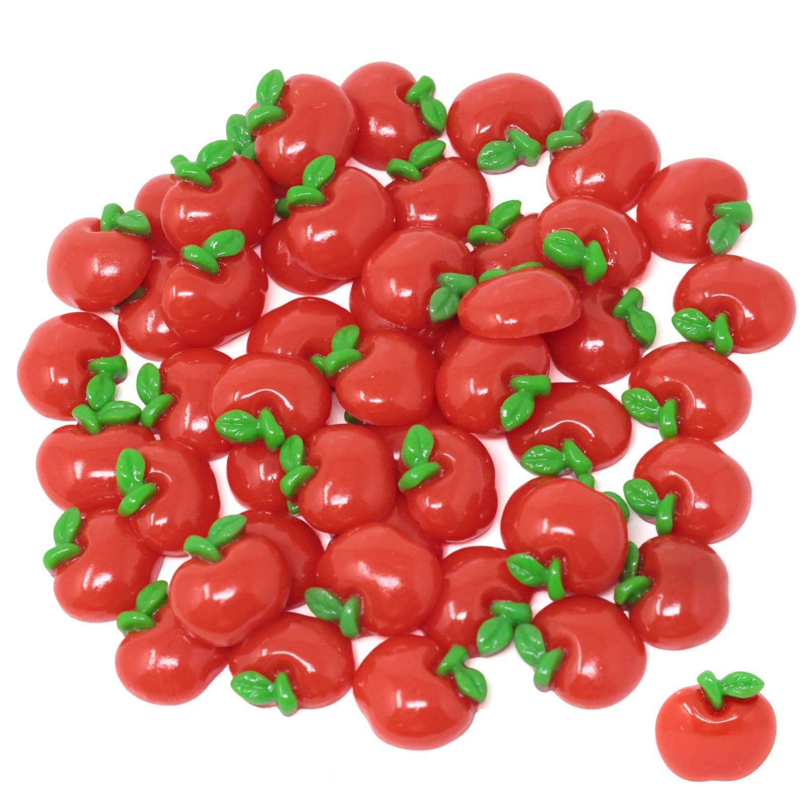 Honbay 50PCS Red Fruit Back to School Flatback Resin Charms Cartoon Sweet Fruit Slime Charms School Supplies Simulated Fruit Resin Embellishments Cute Fruit Food Resin Cabochons Decoration Accessories
