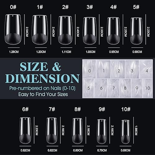 Miniatura 2 de Gelike EC Kit de puntas de uñas de gel suave de cobertura completa para extensiones de uñas remojadas, 550 puntas de gel cuadradas medianas