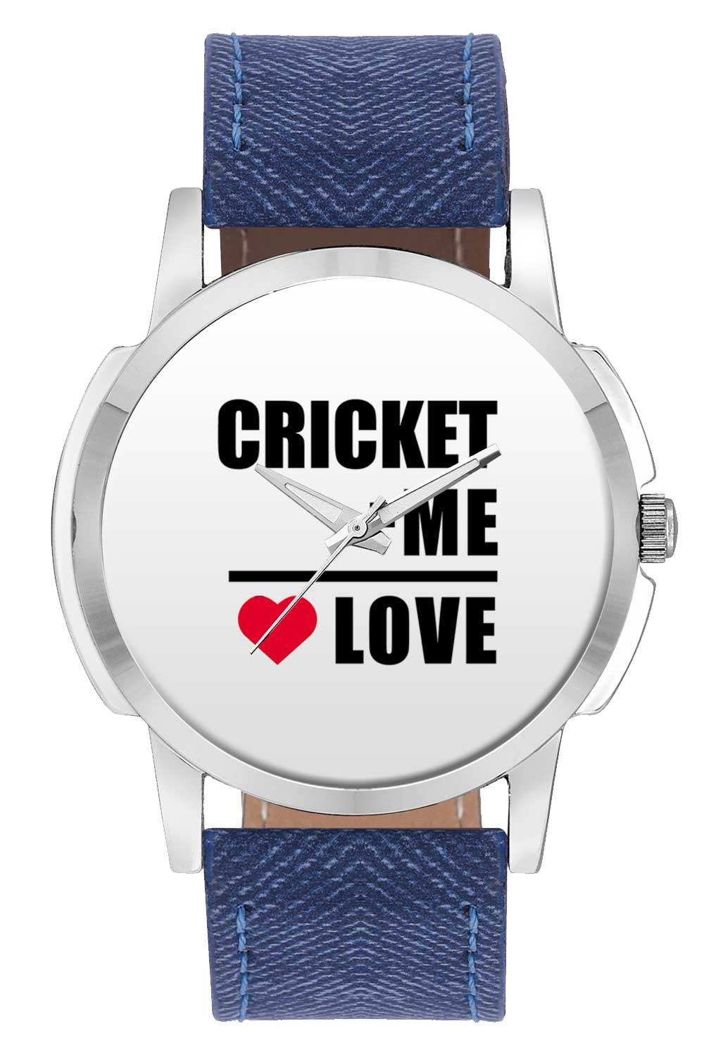 Wrist Watch for Men - Me + Cricket = Love | Best Gift for Cricket Lovers - Analog Mens and Boys Unique Quartz Leather Band Round Designer dial Watch (B074CN22GR) Amazon Price History, Amazon Price Tracker
