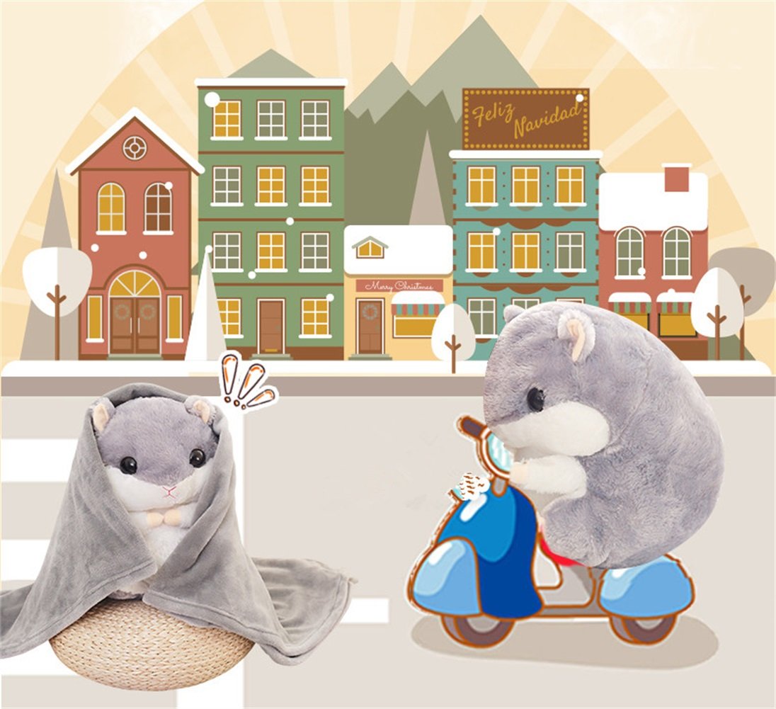 YunNasi Peluche Giganti Criceto con Coperta Cuscino Peluche Coccolone di Animale 50cmx30cm (Grigio)